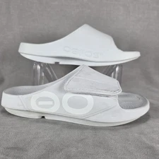 OOFOS Slide Sandals Shoes Mens Size 9 White OOahh Flex Recovery M9 W11