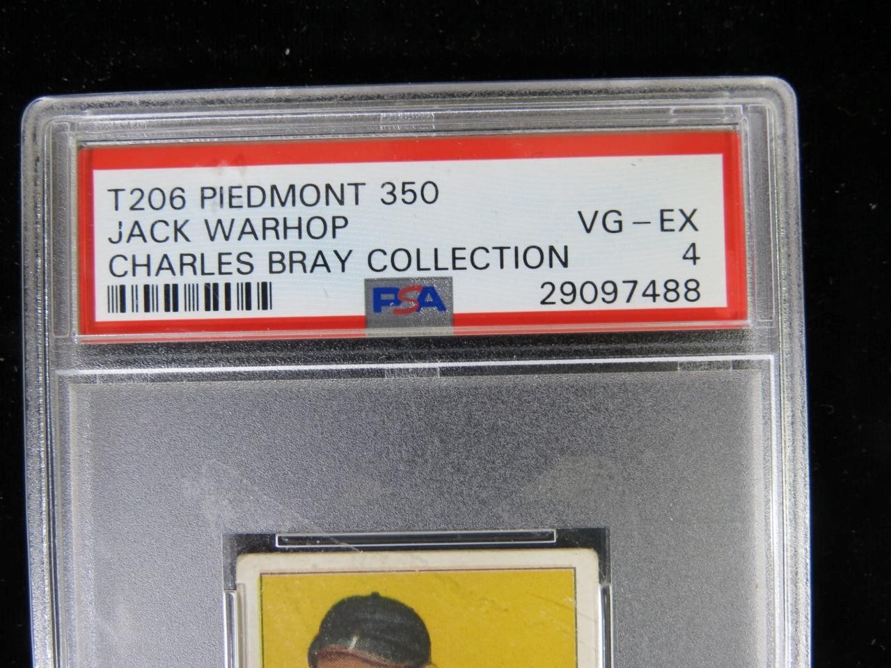 T206 Baseball Tobacco Card Jack Warhop Piedmont 350 PSA 4 VG-EX view 2