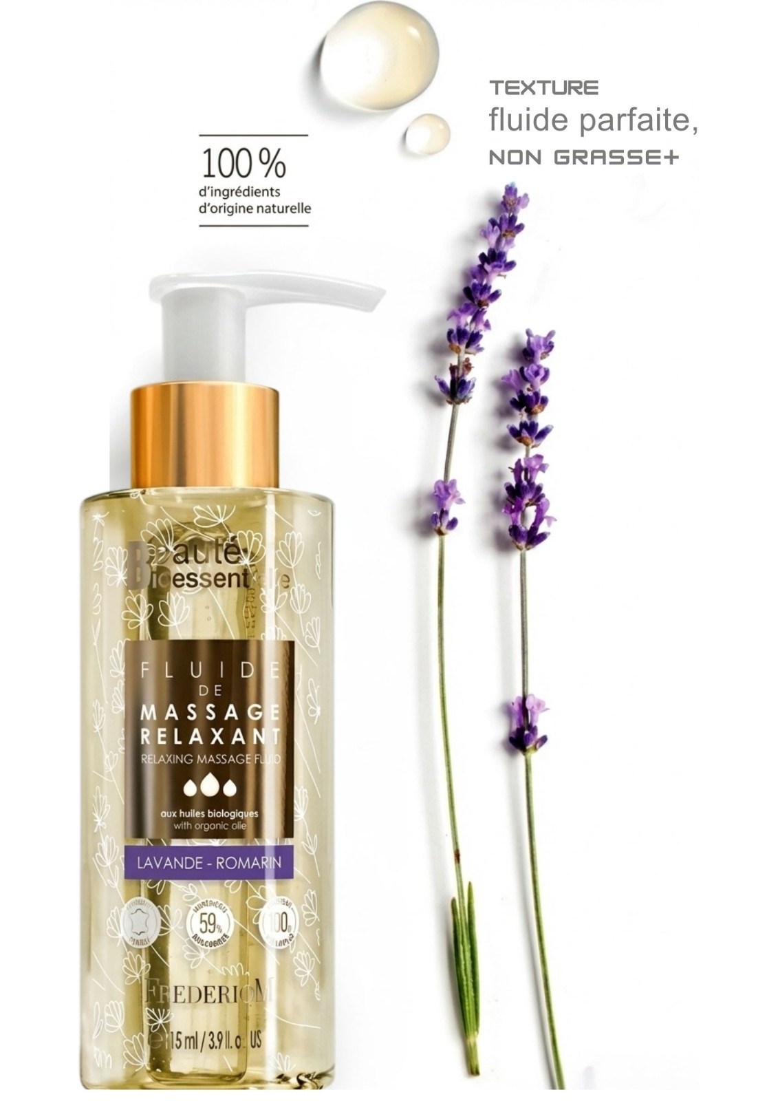 Huile massage relaxant lavande pure formule aromathérapie premium