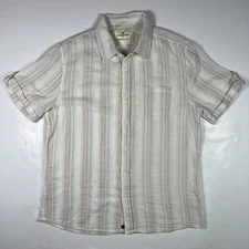The Normal Brand Button Up Shirt Mens L Striped Gauze Cotton Short Sleeve