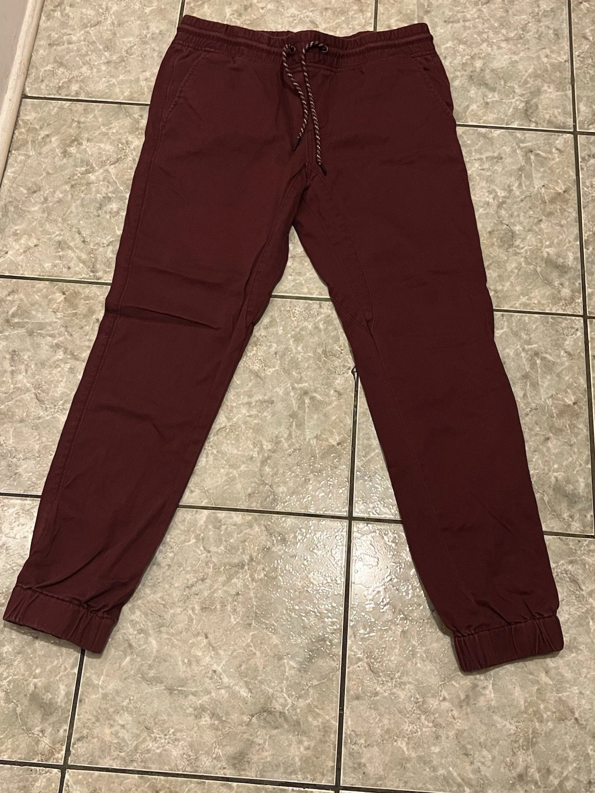 Aeropostale Men's Burgundy Jogger Pants Elastic Waist, Size Small