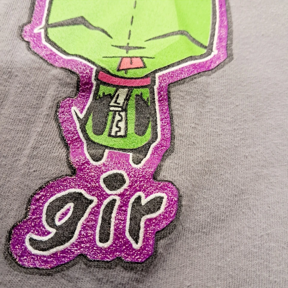 Camiseta ajustada gris rara de colección Y2K Invader Zim Gir talla L XL Nickelodeon 2004 emo Foto 3 de 4