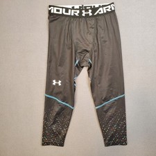 Under Armour Boys Kids Sz M YMD Youth Medium 3/4 Compression Tights Black/Blue