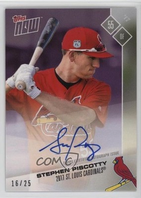 2017 Topps Now Road to Opening Day Purple 16/25 Stephen Piscotty Auto 06bg