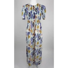 Baum Und Pferdgarten Adamaris Smocked Bodice Midi Dress in Tie Dye Size 38