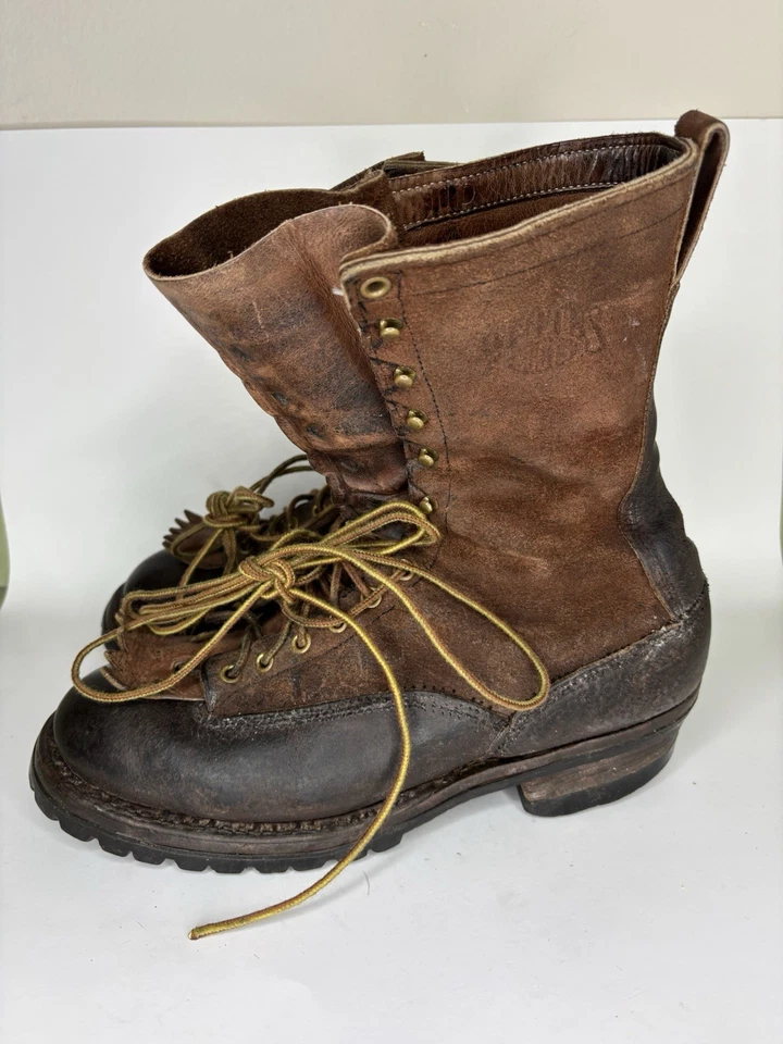 Botas de trabajo blancas Spokane con cordones de cuero punta suave marrón para hombre talla 11D EE. UU. Foto 3 de 4