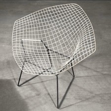 Fauteuil Knoll Bertoia Diamond - Design Harry Bertoia - Noir et Blanc - Vintage