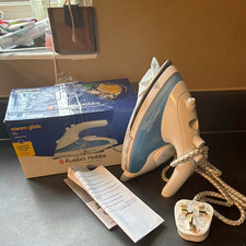 Russell Hobbs Steamglide Compact Corded Travel Steam Iron Water Tank White/Blue