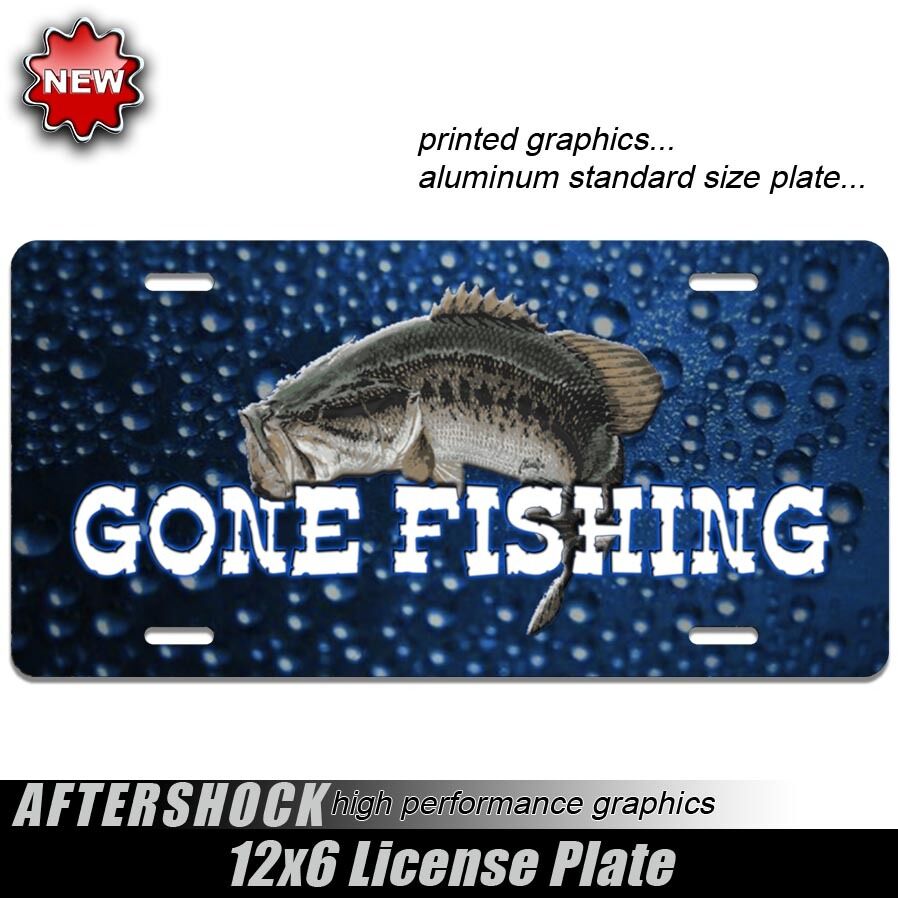 Gone Fishing Bass Fishing License Plate Truck Boat Trailer Bassmaster  Tackle Box