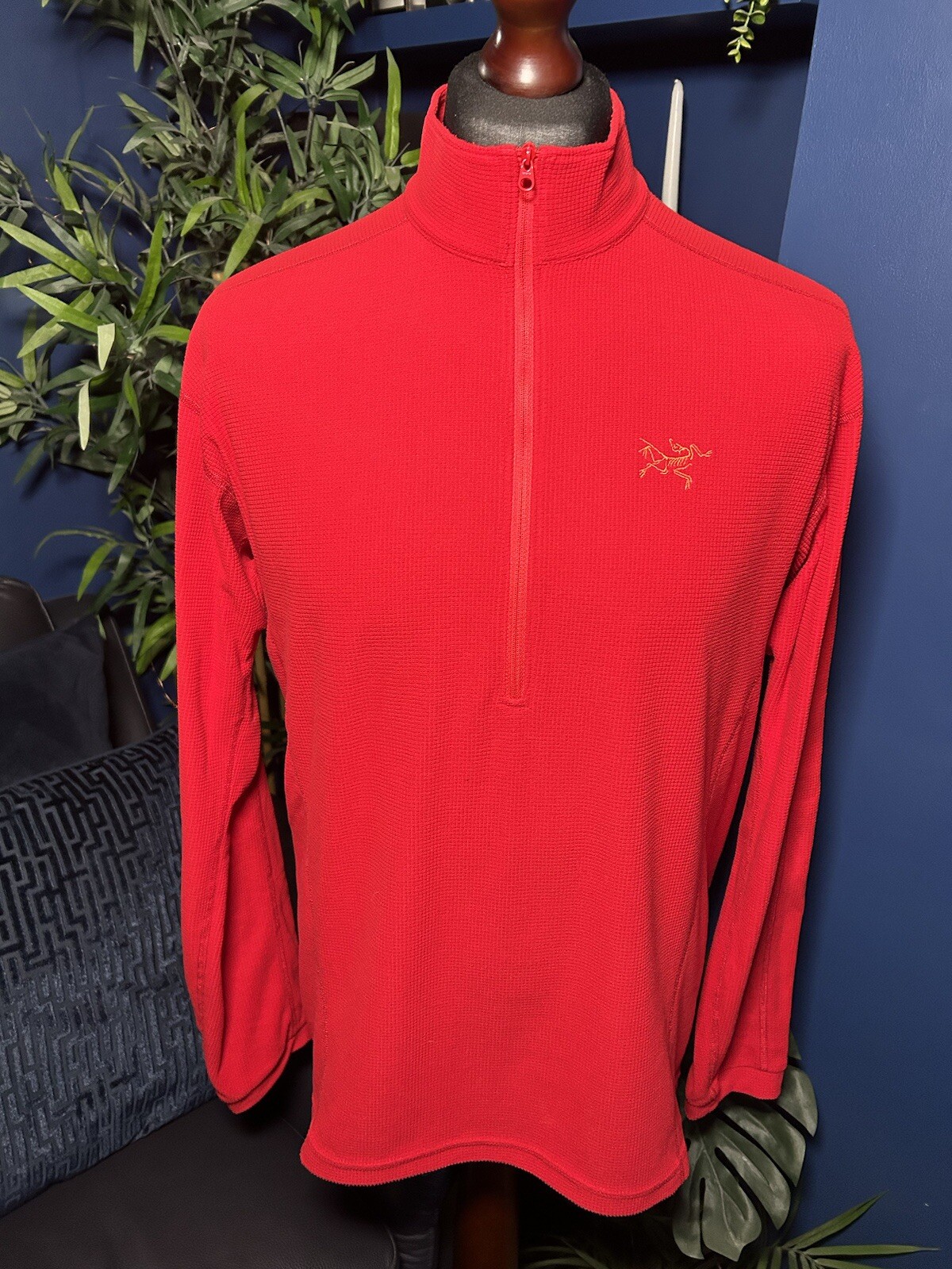 Arcteryx Delta LT Polartec Waffle Knit Fleece Red Mens Large 1/4 Zip Jumper image 4