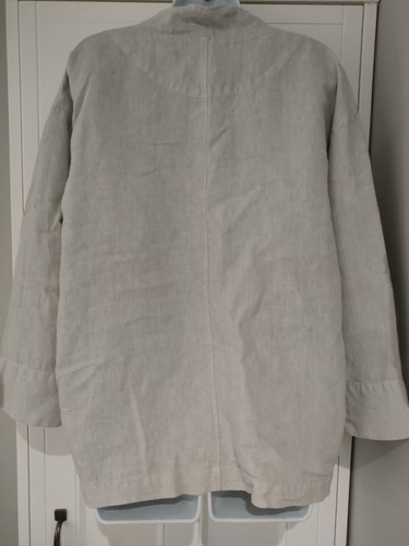Womens Oska Grey Collared Pockets 3/4 Sleeves Linen Lagenlook Jacket Size 2. - Picture 8 of 12