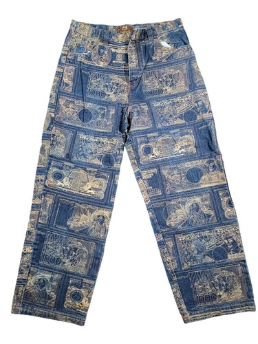 *LESEN* Vintage Y2K Member’s Property Embroidered Money Jeans 36x32 Baggy Hip Hop - Bild 6 von 15