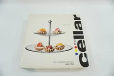 The Cellar, Macy Glass Serving Dish, Appetizer Dish 2 Tier Plate Italy RB176 NIP