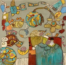 GET READY, GET SET an Original Abstract Painting Artist Judie Mulkey