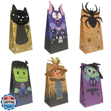 Halloween Treat Bags - 24pcs Trick or Treat Goody Bags with 24pcs Stickers, G