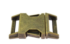 Metal Side Release Buckle , D ring & triglide set -  Antique Brass Effect