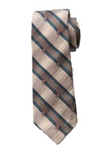 Vintage Briar Silk LInen Polo Players Tie Neckite Tan Blue Red Men's