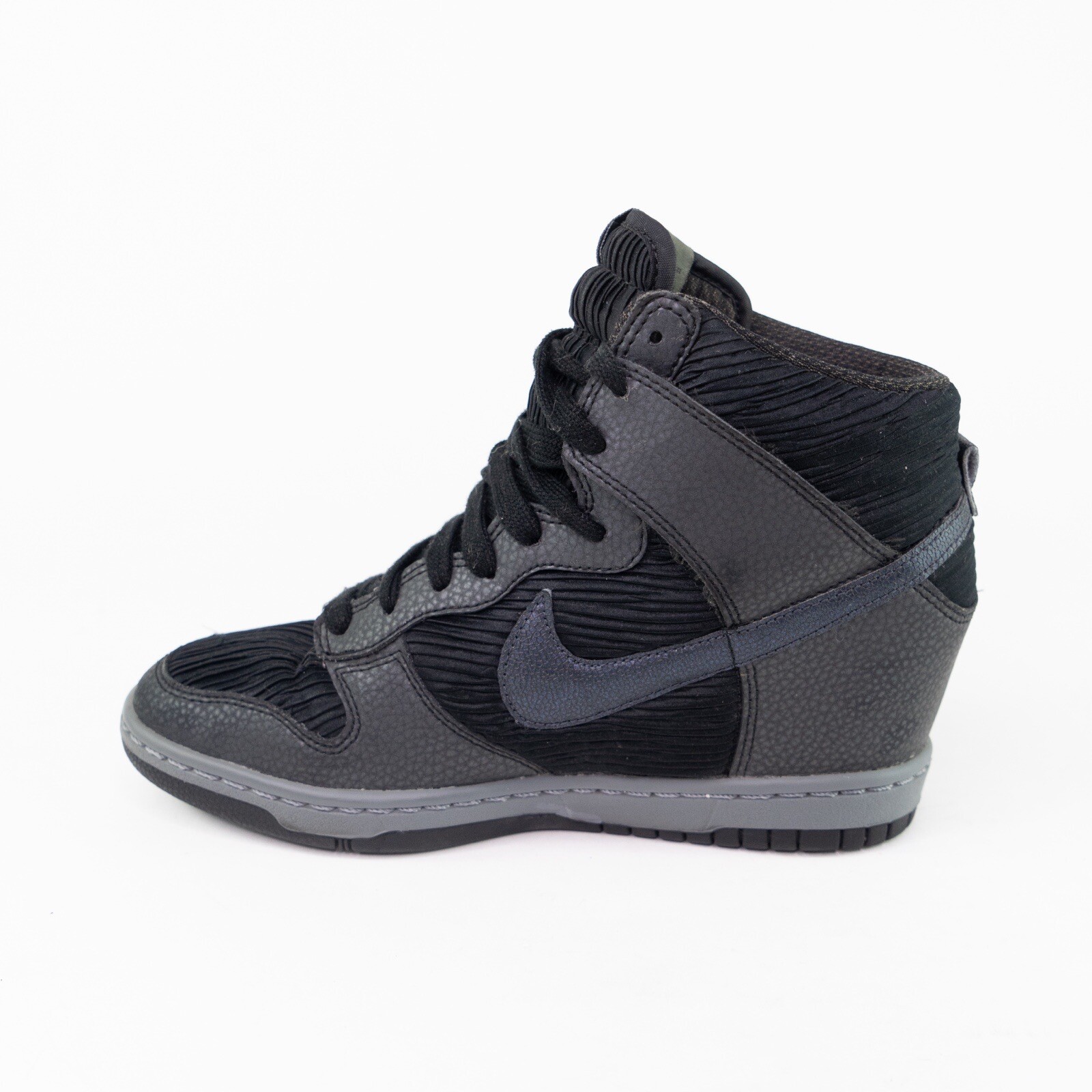Nike Dunk Sky Hi High Hidden Wedge Heel Black Grey Metallic Hematite Size  7.5 | eBay
