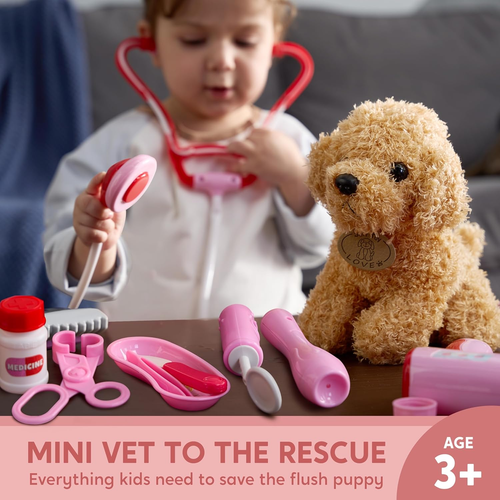 Doctor Kit for Girls, 22 PCS Veterinarian Playset for Kids, Vet Kit with Dog Toy - Picture 2 of 12