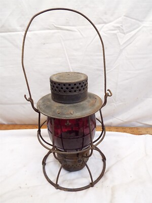 Dietz Vulcan # 89 Pennsylvania Lines Lantern Train Lamp Ruby Red Globe PA RR