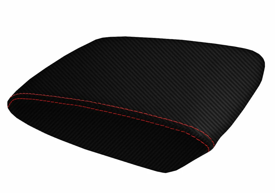 Tapa de consola reposabrazos cubierta de fibra de carbono para Acura TL 2004-2008 puntada roja Foto 3 de 4