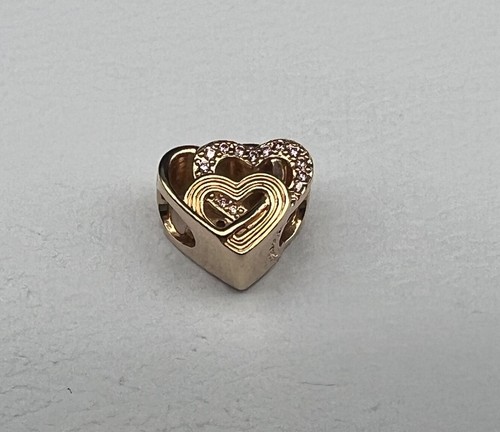 NEW Authentic Pandora 14k Rose Gold Plated Intertwined Love Hearts Charm - Picture 10 of 12
