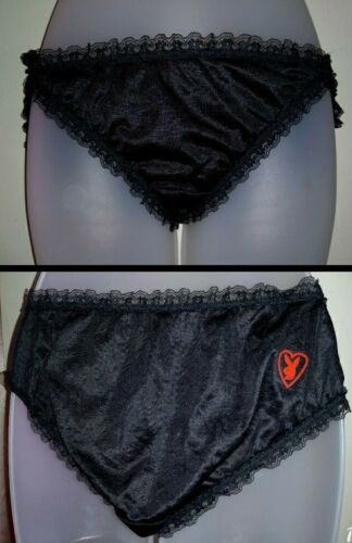 Vintage 70s Playboy Black Nylon Ruffled Lace Bikin