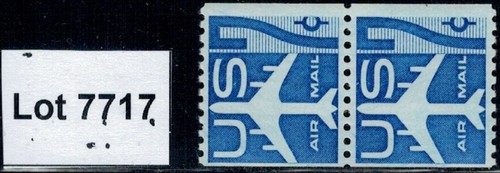 Lot 7717 USA 1958 2 x 7c blue Jet Airliner Airmail Coil Stamp MNH se ...