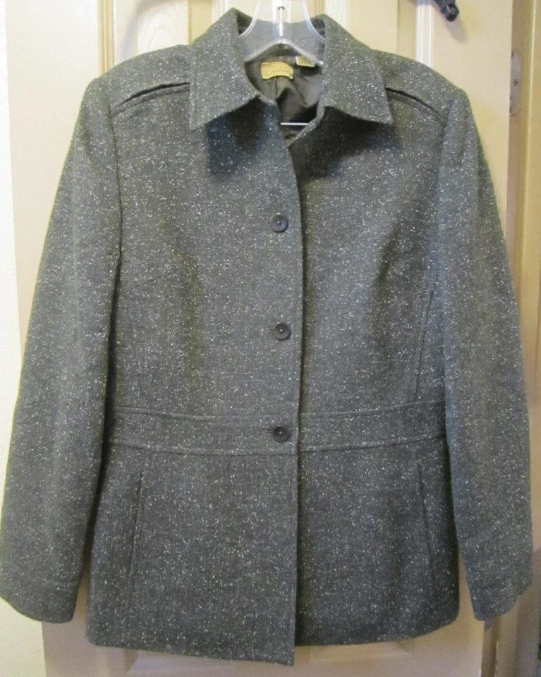 TALLA 6 CASLON MUJER VERDE 3 BTN MEZCLA LANA 2 PIEZAS CHAQUETA FALDA TRAJE, NORDSTROM, USADO EN EXCELENTE ESTADO Foto 2 de 4