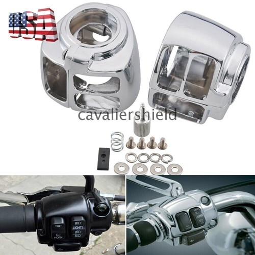 Fit For Harley Sportster 1200 Dyna Softail Chrome Switch Housing Cover Cap Kit - Bild 2 von 13