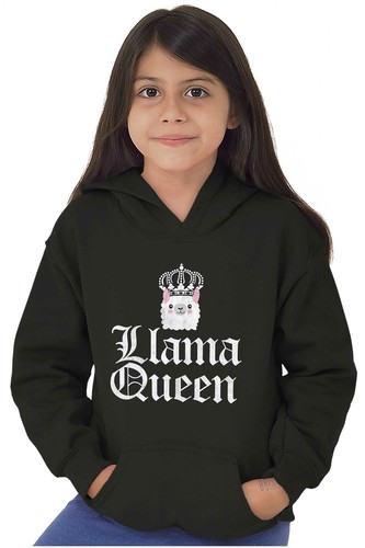 Llama Queen Save The Drama Alpaca Cute Gift Youth Girls Hoodie Sweatshirts Kids - Picture 5 of 7