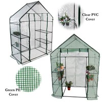 Greenhouse Walk In Garden Grow House with 4 Shelves PVC PE Cover Outdoor Frame