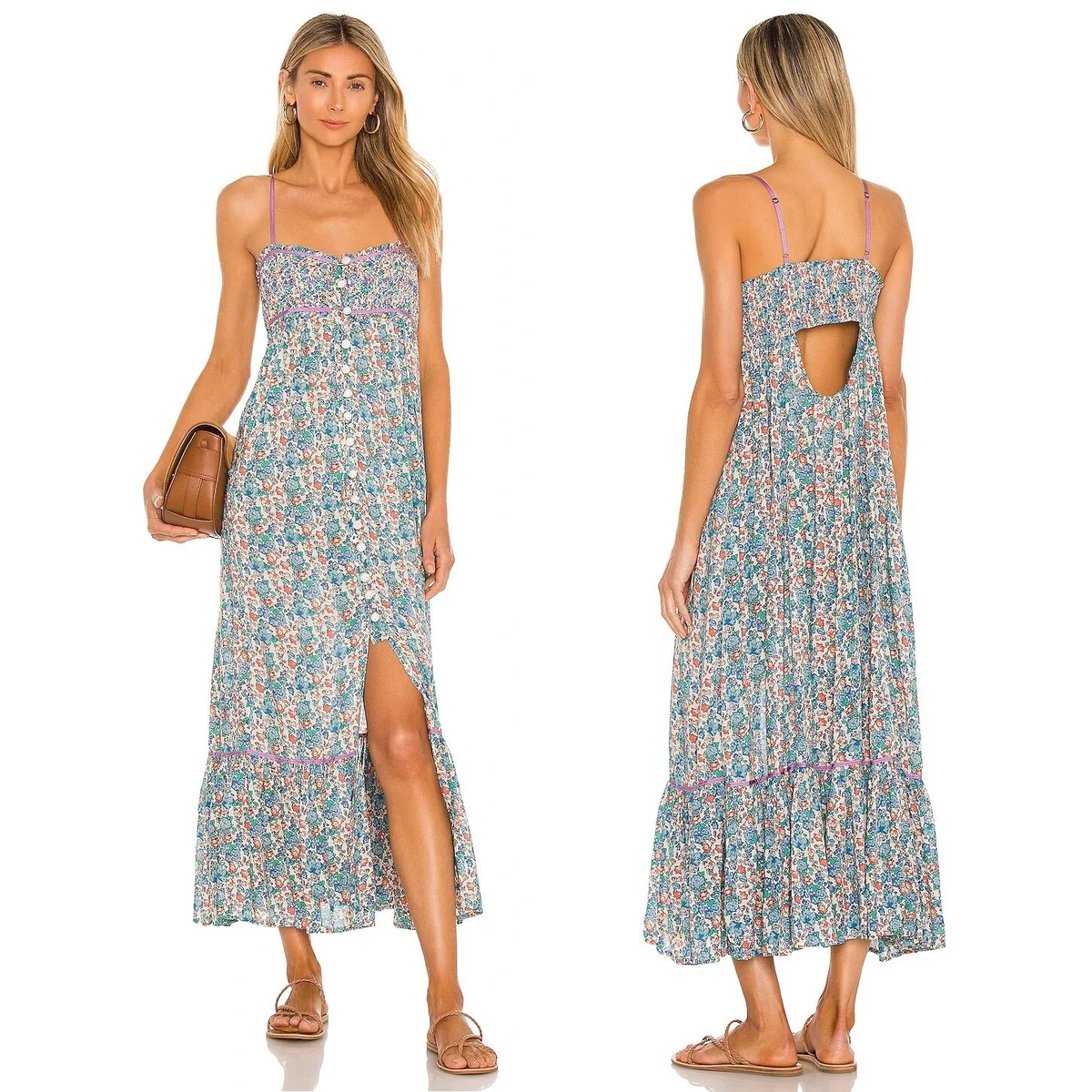 NWT FREE PEOPLE Molly Jo Floral Midi Dress Sundress Blossom Combo Size  MEDIUM | eBay