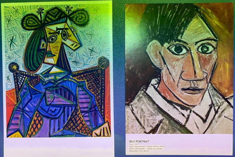 PICASSO, PABLO - 2 Art Postcards / Self Portrait & Femme assise dans un Fauteuil