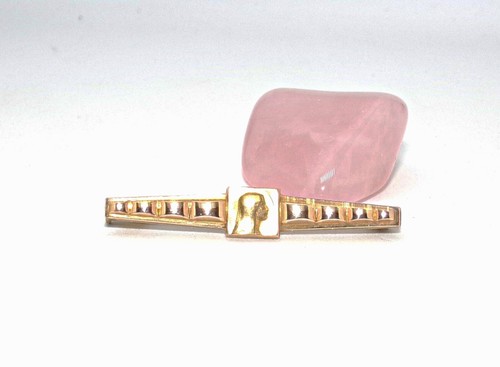 Broche Ancienne Métal Doré – Pierres Roses, Vintage, élégance Rétro