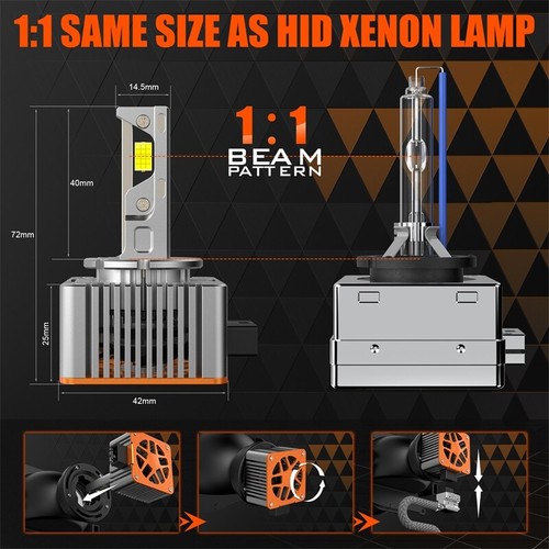 2PC D1C/D1R/D1S 6000K White LED Headlight Kit 100W Replacement HID Xenon Bulbs - Picture 4 of 8