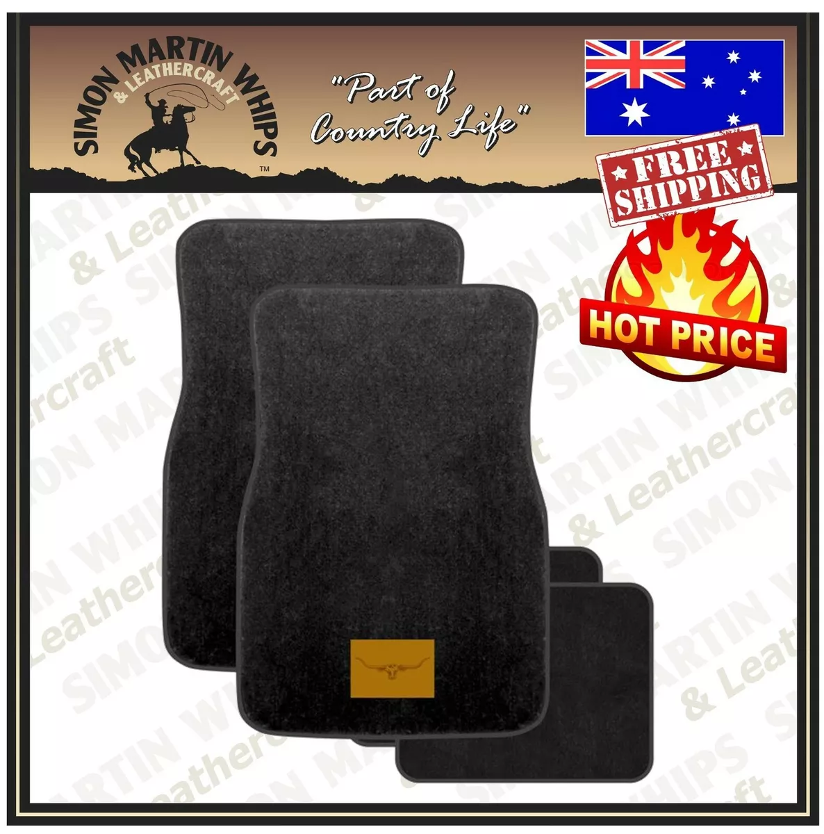 RM Williams Black Carpet Floor Mats Front Rear Set Of 4 RMW