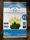 Holiday Time 50 Led Warm White Mini Lights White Green Wire Set Party Décor