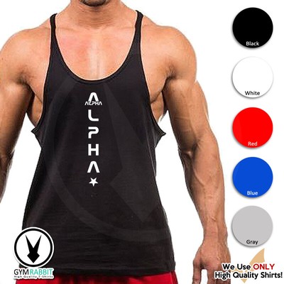 Gym Singlets - ALPHA - Men TankTop Stringer Workout Fitness Weightlifting E556 | eBay
