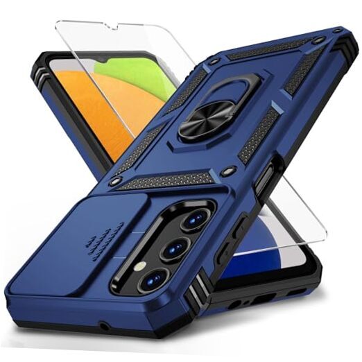 for Samsung Galaxy A03S Case with Slide Navy Blue ,Military Grade 2nd gen.