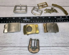 Vintage Belt Buckle Lot + Misc Mixed Metals Military Western 