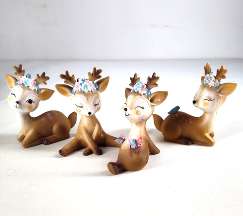 4 Deer Figurines Birthdays Cake Toppers Weddings Spring Home Decoration