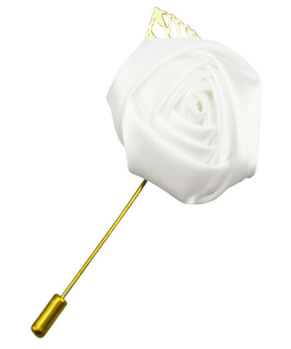 White Gold Metal Petal Flower Tassel Layer Suit Lapel Pin Brooch Corsage Gift UK