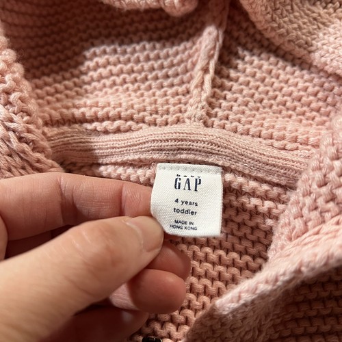 Gap kids pink Knitted full zip hooded sweater jacket size 4 EUC 100% cotton - Picture 2 of 5