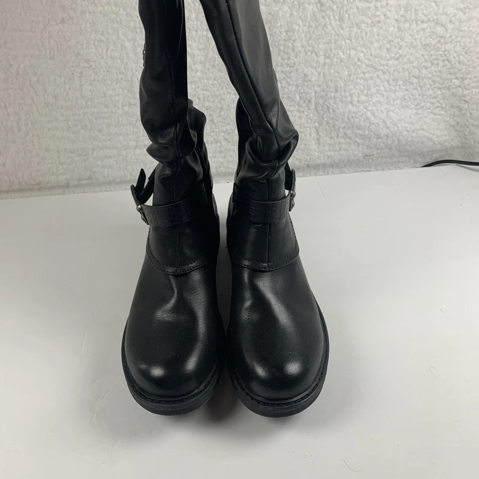 Botas Extreme By Eddie Marc Jordyn para mujer talla 7 negras de cuero sintético cremallera lateral 8021 Foto 3 de 4