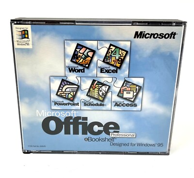 Vintage MICROSOFT OFFICE 95 Professional and Bookshelf CD ROM