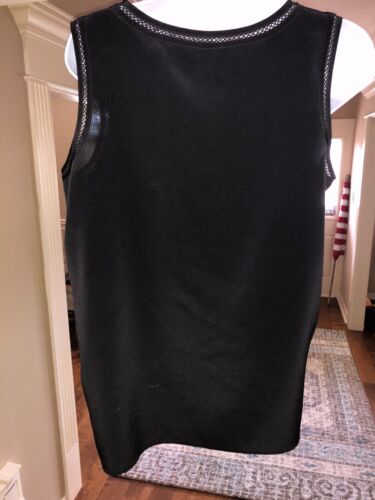 Karen Scott Black Sleeveless Tank Pullover Shell Cami With Cut Out Design Sz M - Picture 4 of 5