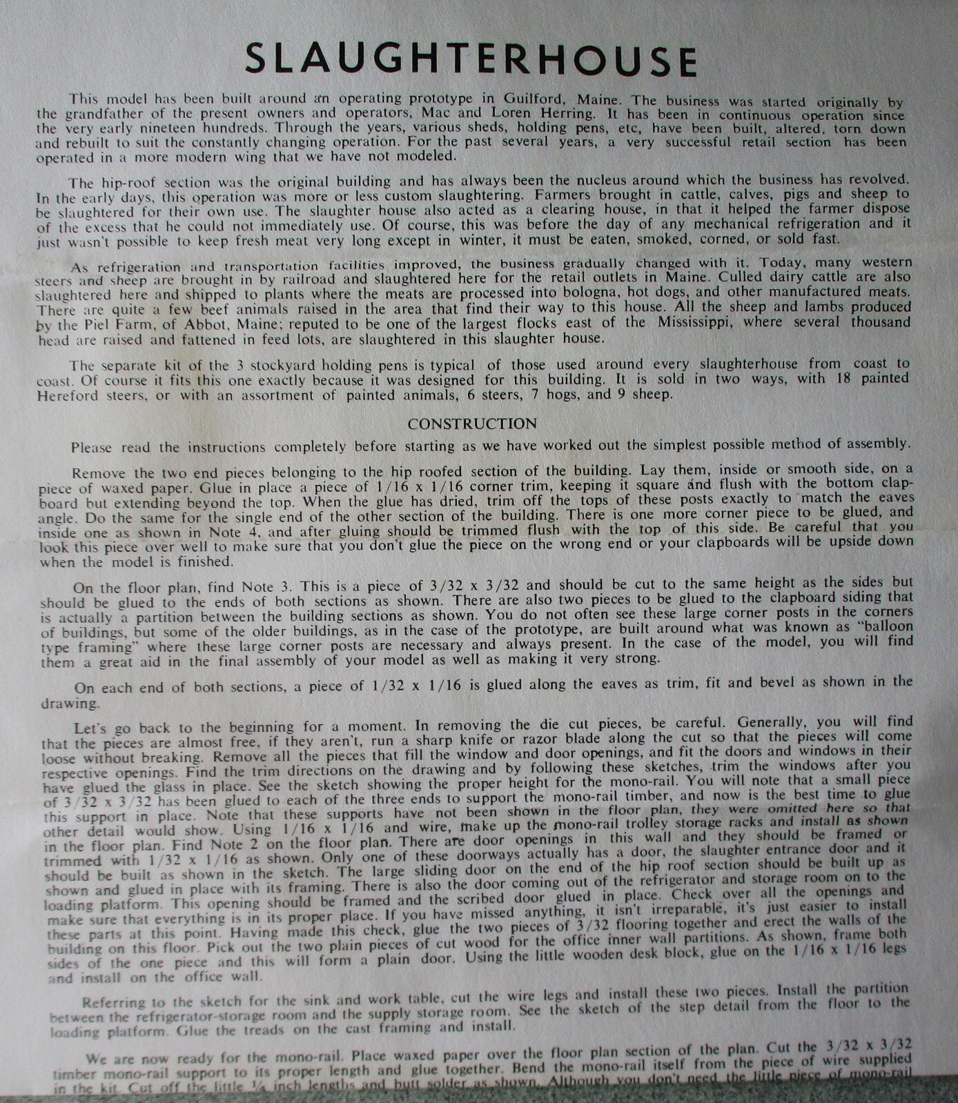 HO The Herring Bros. Slaughterhouse, DynaModel wood kit w/ painted