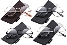 Circle Round Reading Glasses Metal Frame Slim Rim with Spring Hinge Vintage Read