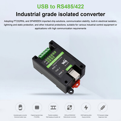 Isolated Converter USB to RS485/RS422 Protect Circuits Support Wall-Mounted Rail